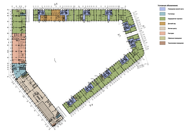 Residential complex YE′S. Plan of the ground floor  Eugene Gerasimov and Partners