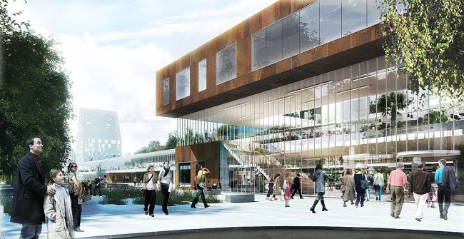 Больница и медицинский факультет университета Оденсе. Конкурсный проект © Henning Larsen Architects