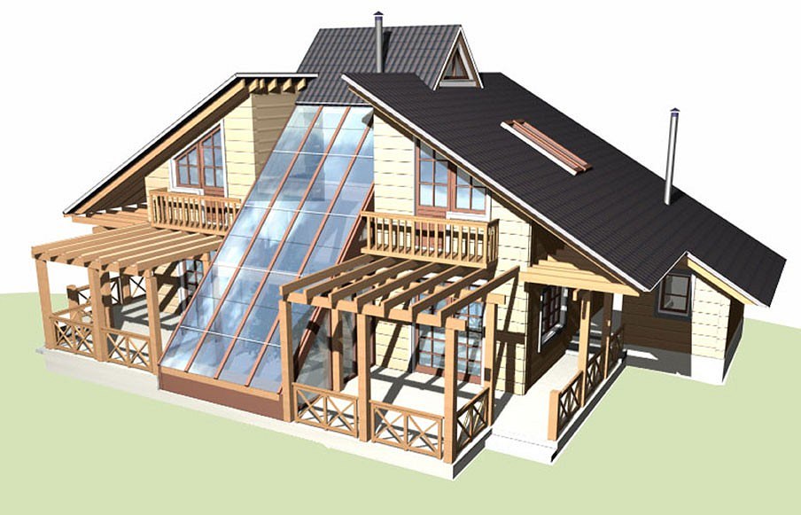 Дом с крышей на 4 стороны. Проектирование деревянных домов. Терраса с двускатной крышей. Мансарда с террасой. Мансардная крыша с террасой.